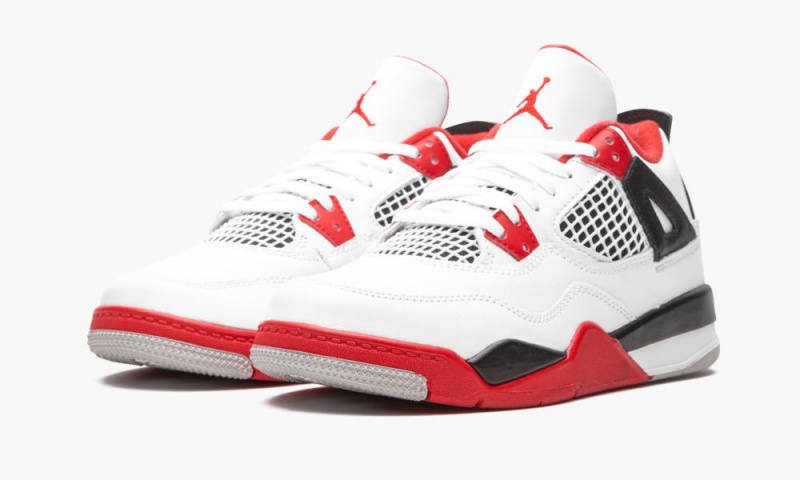Nike Air Jordan 4 Retro (PS) 'Fire Red 2020' Lasten Kengät Valkoinen Punainen Mustat Harmaat | 054DXGFQO