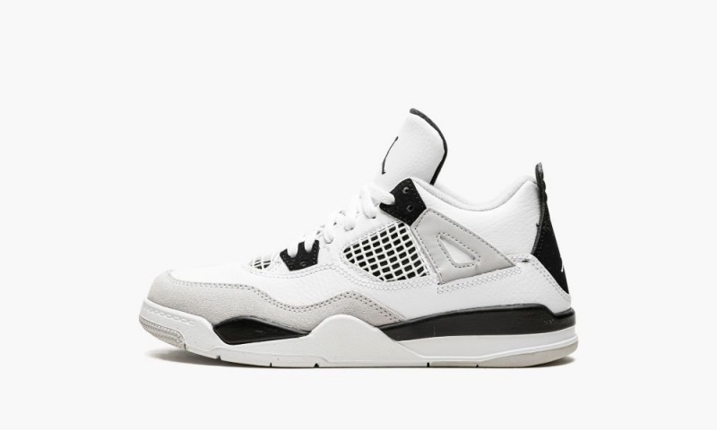 Nike Air Jordan 4 Retro PS \'Military Black\' Lasten Kengät Valkoinen Mustat Harmaat | 053ZVXHLE