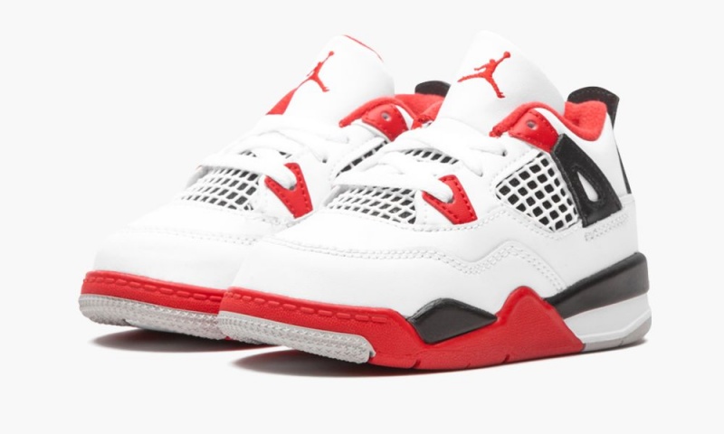 Nike Air Jordan 4 Retro (TD) 'Fire Red 2020' Lasten Kengät Valkoinen Punainen Mustat Harmaat | 971BRFAUW