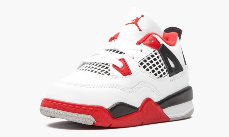 Nike Air Jordan 4 Retro (TD) 'Fire Red 2020' Lasten Kengät Valkoinen Punainen Mustat Harmaat | 971BRFAUW