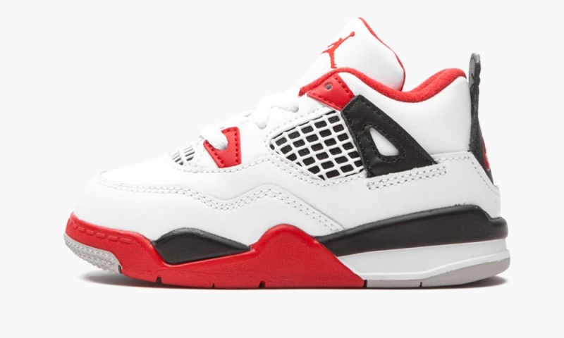 Nike Air Jordan 4 Retro (TD) \'Fire Red 2020\' Lasten Kengät Valkoinen Punainen Mustat Harmaat | 971BRFAUW