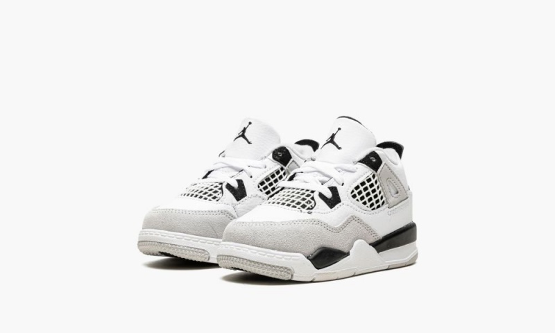 Nike Air Jordan 4 Retro TD 'Military Black' Lasten Kengät Valkoinen Mustat Harmaat | 530NIVGRC