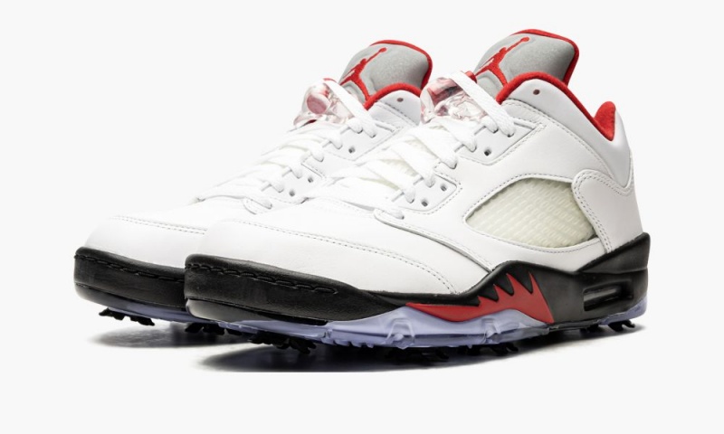 Nike Air Jordan 5 Low Golf 'Fire Red - Silver Tongue' Miesten Kengät Valkoinen Punainen Mustat | 576GZABSE