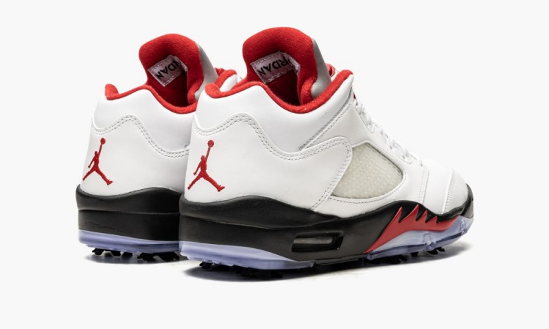 Nike Air Jordan 5 Low Golf 'Fire Red - Silver Tongue' Miesten Kengät Valkoinen Punainen Mustat | 576GZABSE