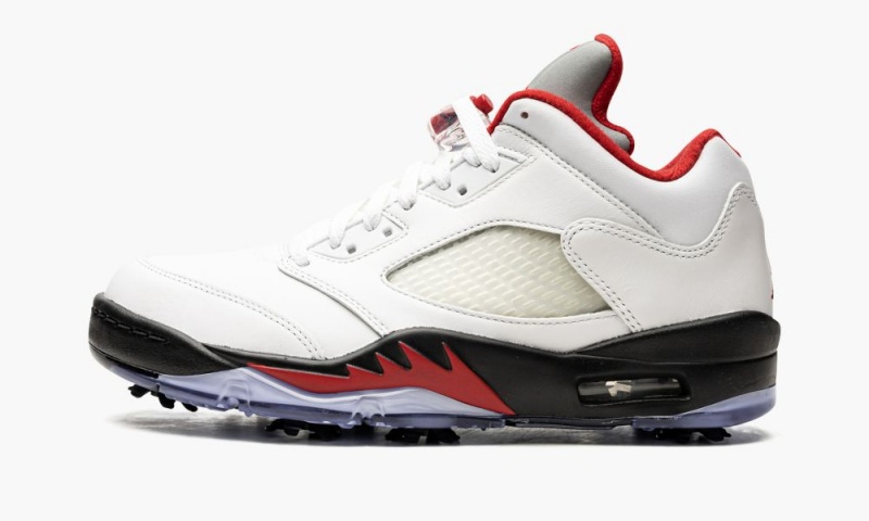 Nike Air Jordan 5 Low Golf \'Fire Red - Silver Tongue\' Miesten Kengät Valkoinen Punainen Mustat | 576GZABSE