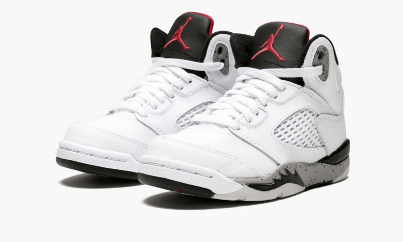 Nike Air Jordan 5 Retro BP 'White Cement' Lasten Kengät Valkoinen Punainen Mustat | 498REUDYT