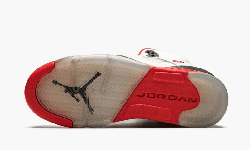 Nike Air Jordan 5 Retro GS 'Fire Red Black Tongue' Lasten Kengät Valkoinen Punainen Mustat | 158NJBCHY
