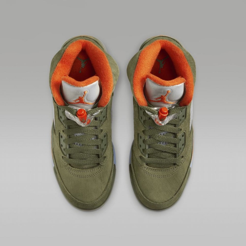 Nike Air Jordan 5 Retro Lasten Kengät Oliivinvihreä Oranssi | 397YJUQAR