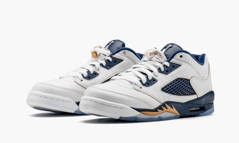 Nike Air Jordan 5 Retro Low (GS) Lasten Kengät Valkoinen Metal Kultaiset Laivastonsininen | 785CBFGMA