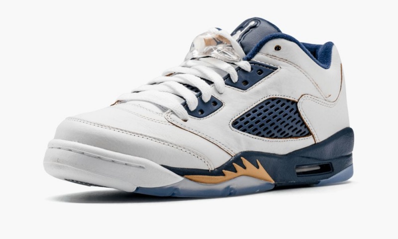 Nike Air Jordan 5 Retro Low (GS) Lasten Kengät Valkoinen Metal Kultaiset Laivastonsininen | 785CBFGMA
