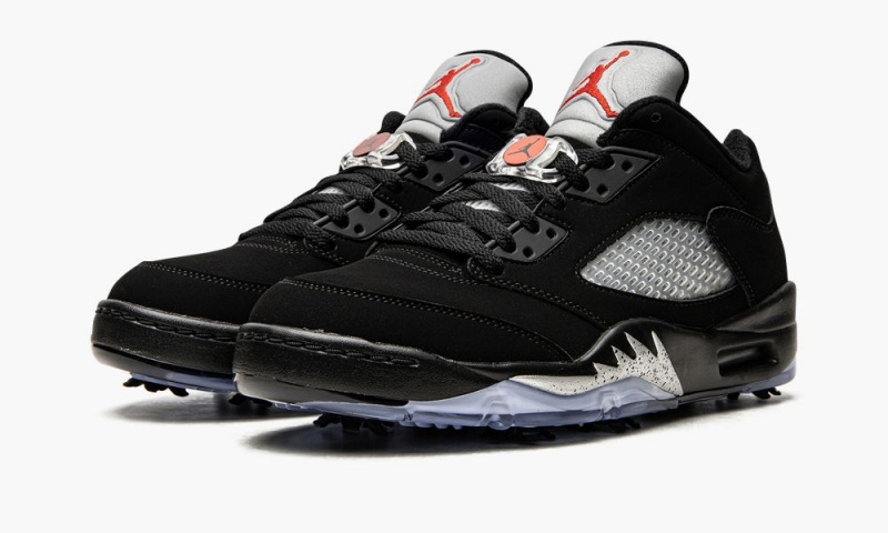 Nike Air Jordan 5 Retro Low Golf 'Black Metallic' Miesten Kengät Mustat Metal Hopea Punainen | 846WVIYRA