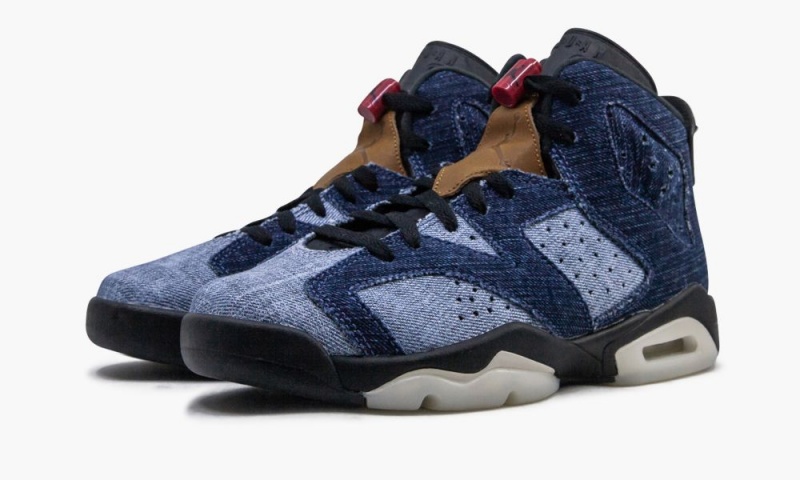 Nike Air Jordan 6 Retro (GS) 'Washed Denim' Lasten Kengät Sininen Mustat Pesu | 716CVEGDU