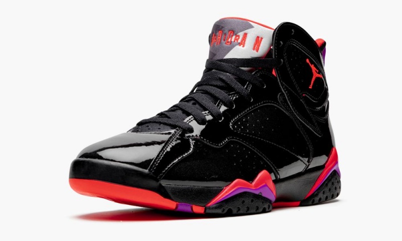 Nike Air Jordan 7 'Black Kiiltonahka Nahkaiset' Naisten Kengät Mustat Vaaleanpunainen Tummanharmaat | 540EJZADB