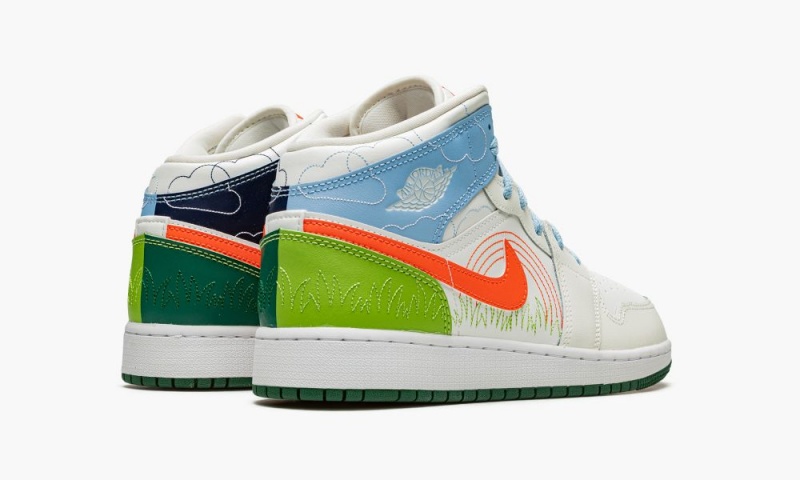 Nike Air Jordan MID SE (GS) Lasten Kengät Valkoinen Sininen Oranssi | 901BJVCLU