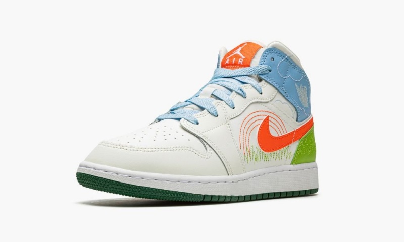 Nike Air Jordan MID SE (GS) Lasten Kengät Valkoinen Sininen Oranssi | 901BJVCLU