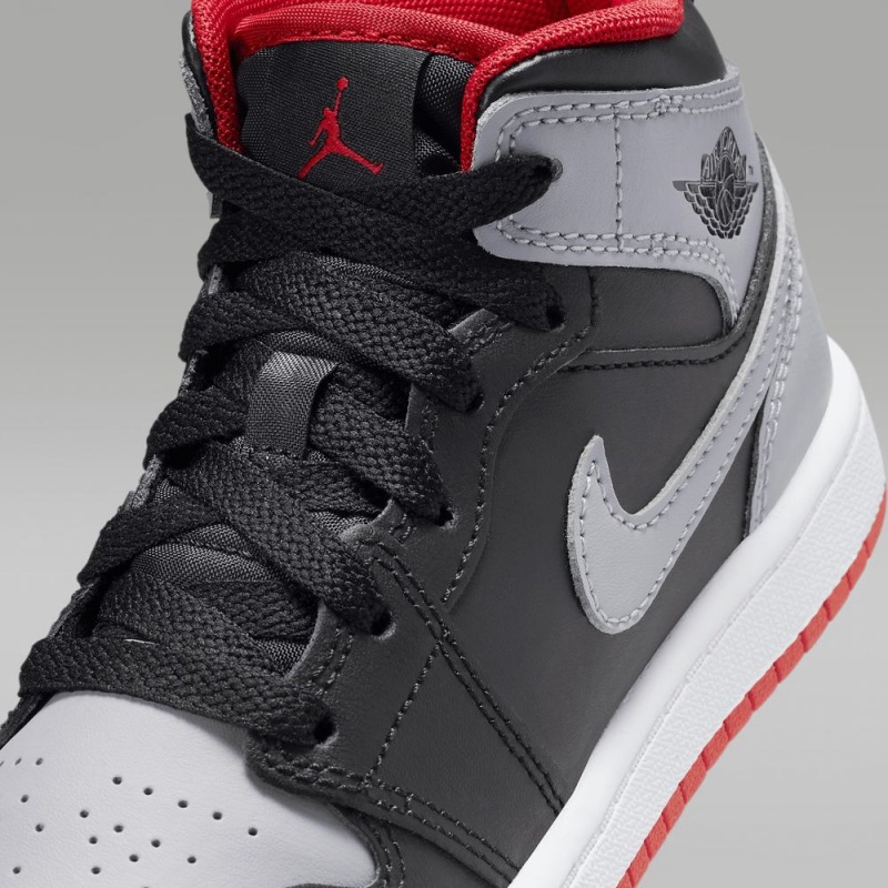 Nike Jordan 1 Mid Lasten Kengät Harmaat Mustat | 953CGZWPK