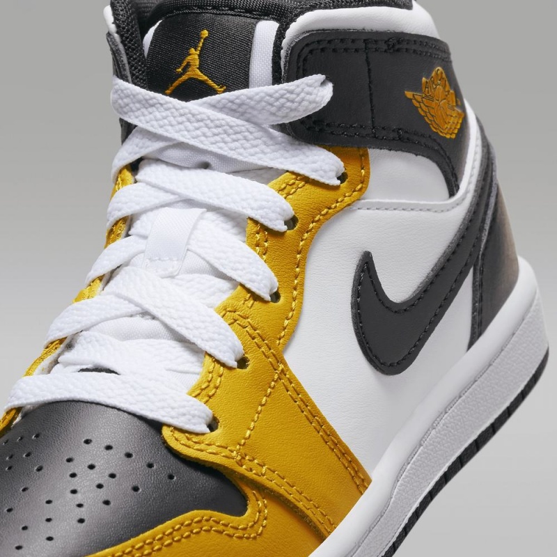 Nike Jordan 1 Mid Lasten Kengät Keltainen Mustat Valkoinen | 846TVGUJO
