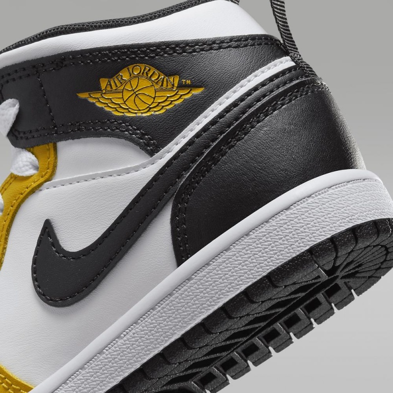 Nike Jordan 1 Mid Lasten Kengät Keltainen Mustat Valkoinen | 846TVGUJO
