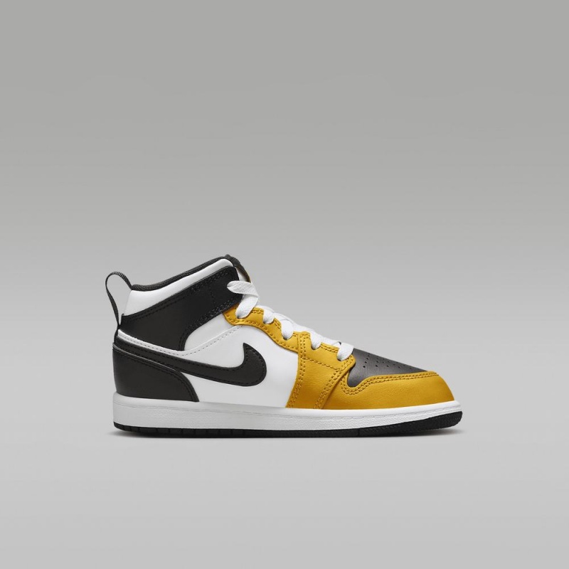 Nike Jordan 1 Mid Lasten Kengät Keltainen Mustat Valkoinen | 846TVGUJO