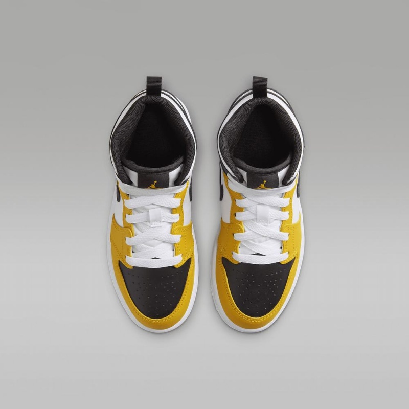 Nike Jordan 1 Mid Lasten Kengät Keltainen Mustat Valkoinen | 846TVGUJO