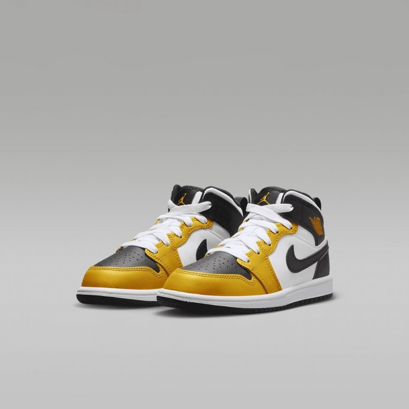 Nike Jordan 1 Mid Lasten Kengät Keltainen Mustat Valkoinen | 846TVGUJO