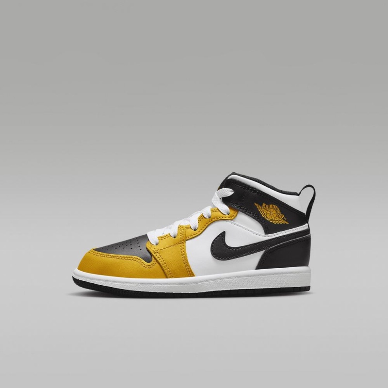 Nike Jordan 1 Mid Lasten Kengät Keltainen Mustat Valkoinen | 846TVGUJO