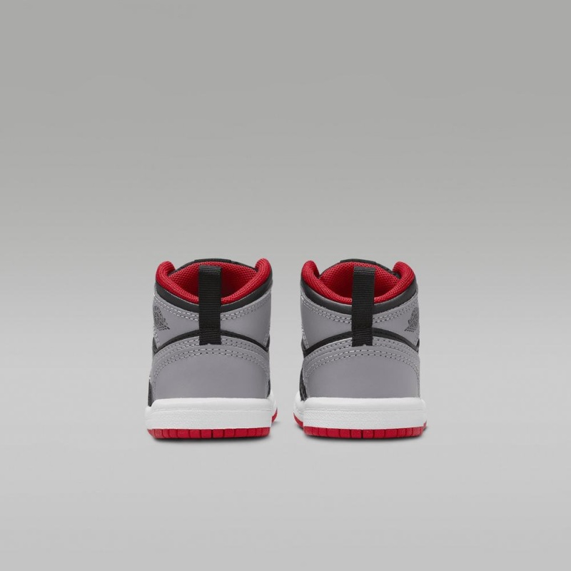 Nike Jordan 1 Mid Lasten Kengät Mustat Harmaat Punainen | 631PZMAEF