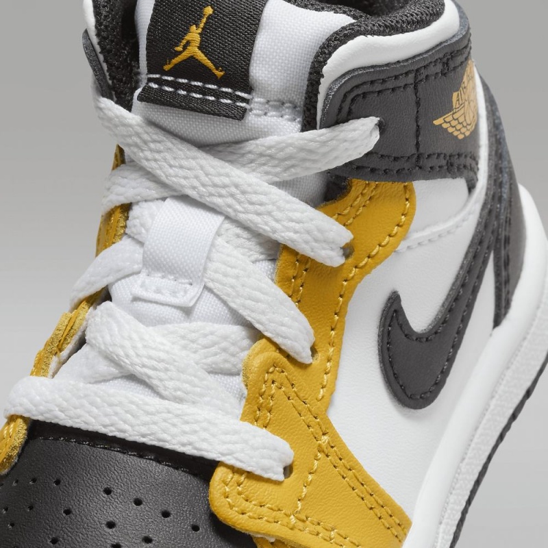Nike Jordan 1 Mid Lasten Kengät Mustat Keltainen | 236PUBLAJ