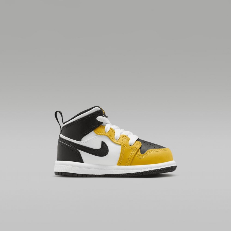 Nike Jordan 1 Mid Lasten Kengät Mustat Keltainen | 236PUBLAJ