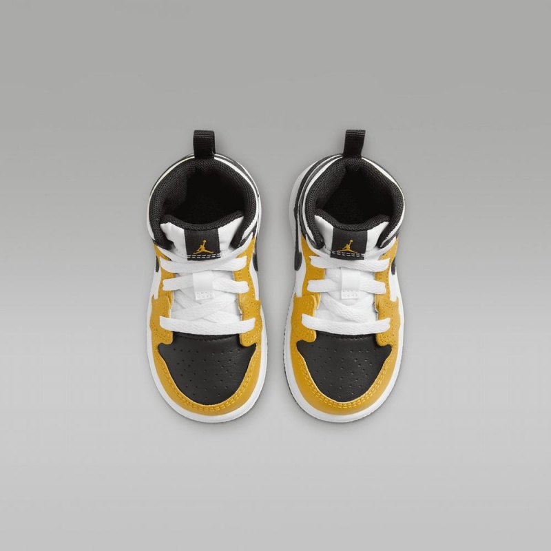 Nike Jordan 1 Mid Lasten Kengät Mustat Keltainen | 236PUBLAJ