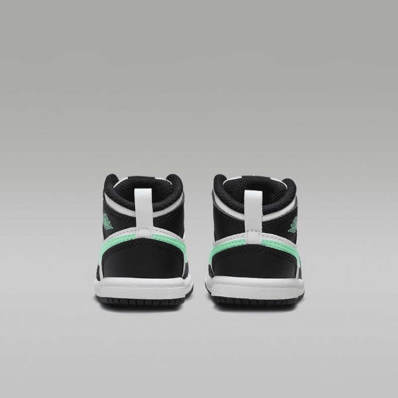 Nike Jordan 1 Mid Lasten Kengät Mustat Valkoinen Vihreä | 649RLNWHA