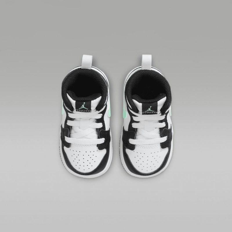 Nike Jordan 1 Mid Lasten Kengät Mustat Valkoinen Vihreä | 649RLNWHA