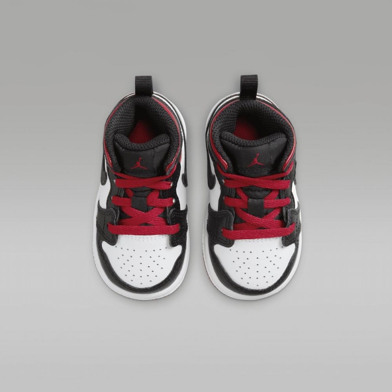 Nike Jordan 1 Mid Lasten Kengät Mustat Valkoinen Punainen | 791LKNBJD