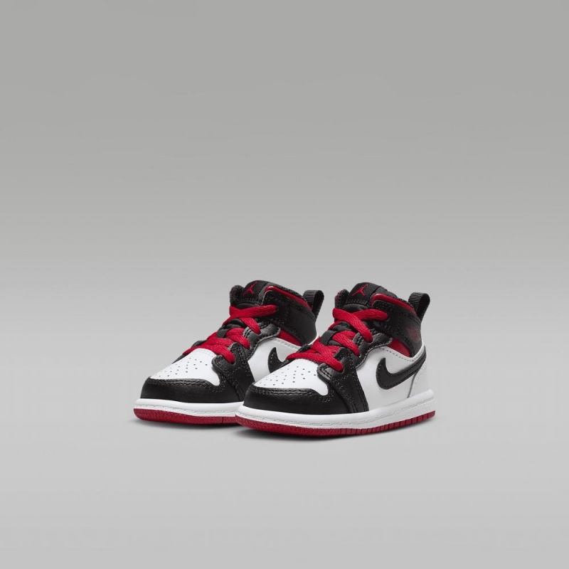 Nike Jordan 1 Mid Lasten Kengät Mustat Valkoinen Punainen | 791LKNBJD