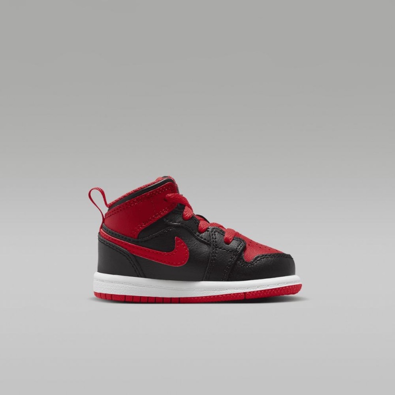 Nike Jordan 1 Mid Lasten Kengät Punainen Mustat | 962QCAWNP