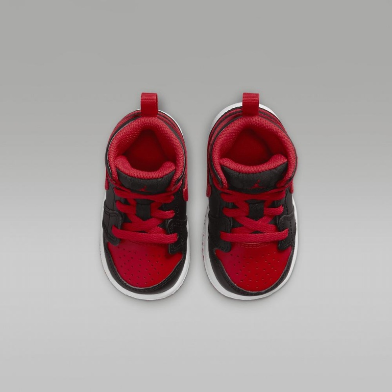 Nike Jordan 1 Mid Lasten Kengät Punainen Mustat | 962QCAWNP