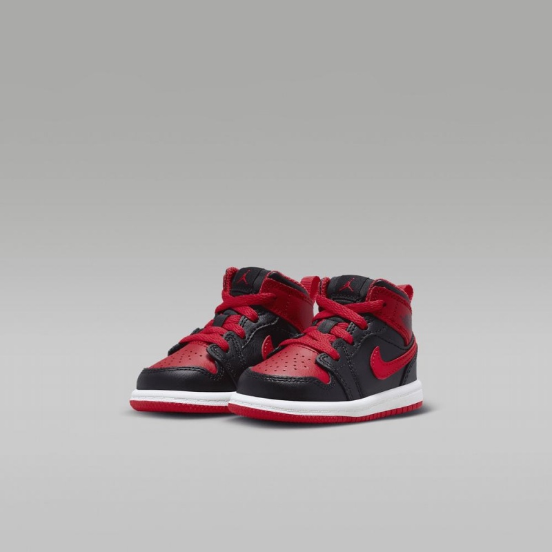 Nike Jordan 1 Mid Lasten Kengät Punainen Mustat | 962QCAWNP