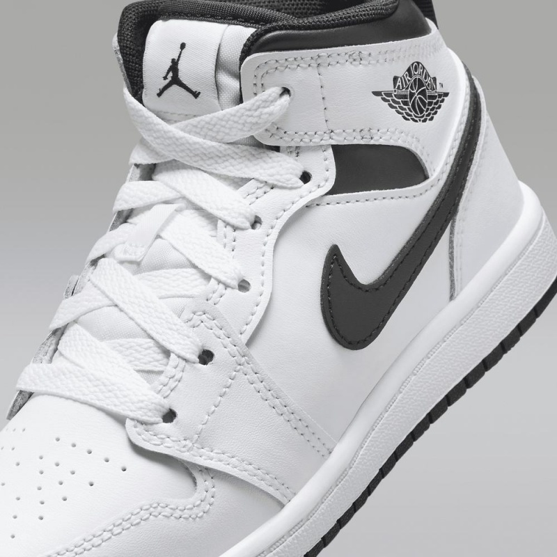 Nike Jordan 1 Mid Lasten Kengät Valkoinen Mustat | 961SJOFAU