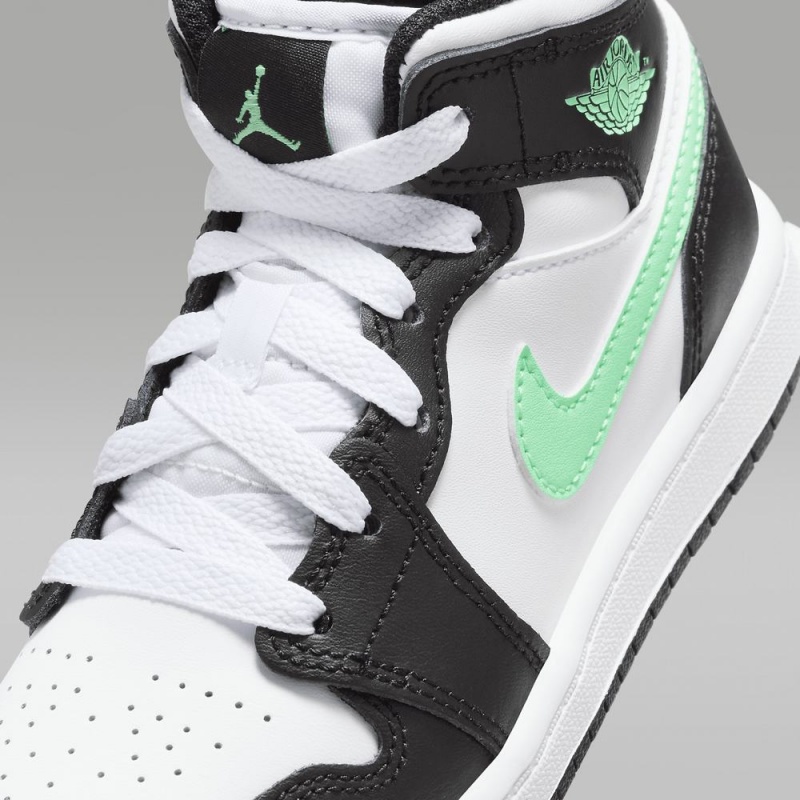 Nike Jordan 1 Mid Lasten Kengät Valkoinen Mustat Vihreä | 945RSBVPD