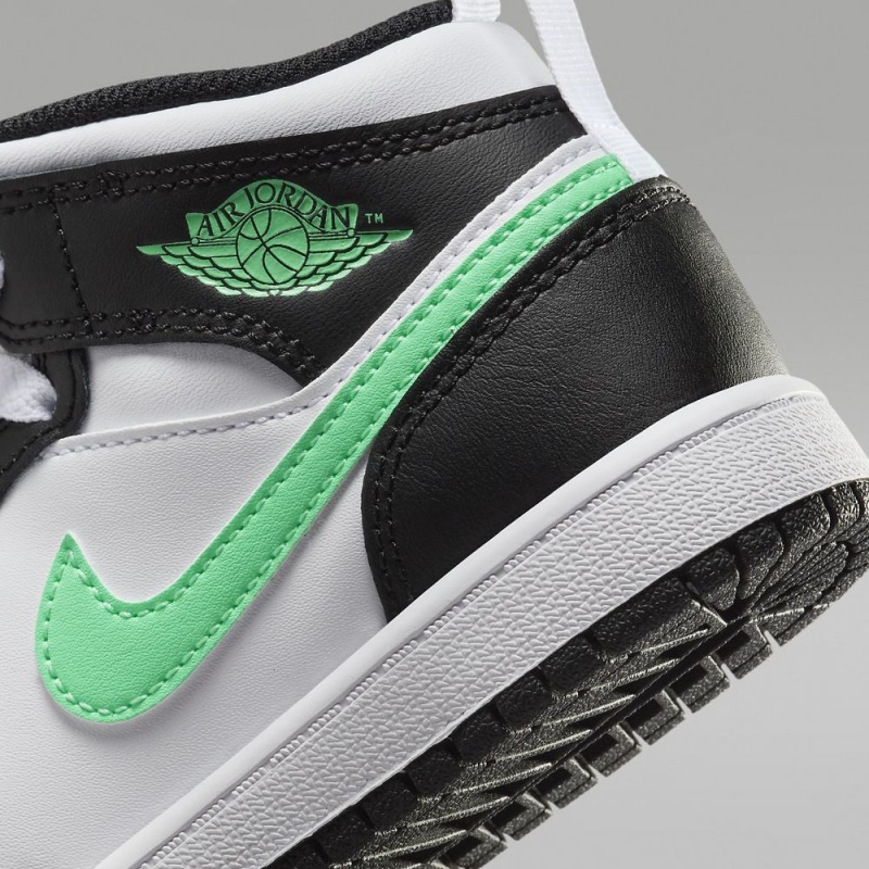 Nike Jordan 1 Mid Lasten Kengät Valkoinen Mustat Vihreä | 945RSBVPD