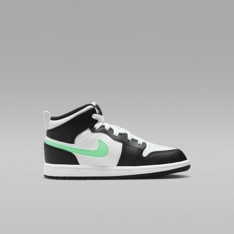 Nike Jordan 1 Mid Lasten Kengät Valkoinen Mustat Vihreä | 945RSBVPD