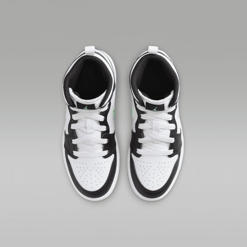Nike Jordan 1 Mid Lasten Kengät Valkoinen Mustat Vihreä | 945RSBVPD
