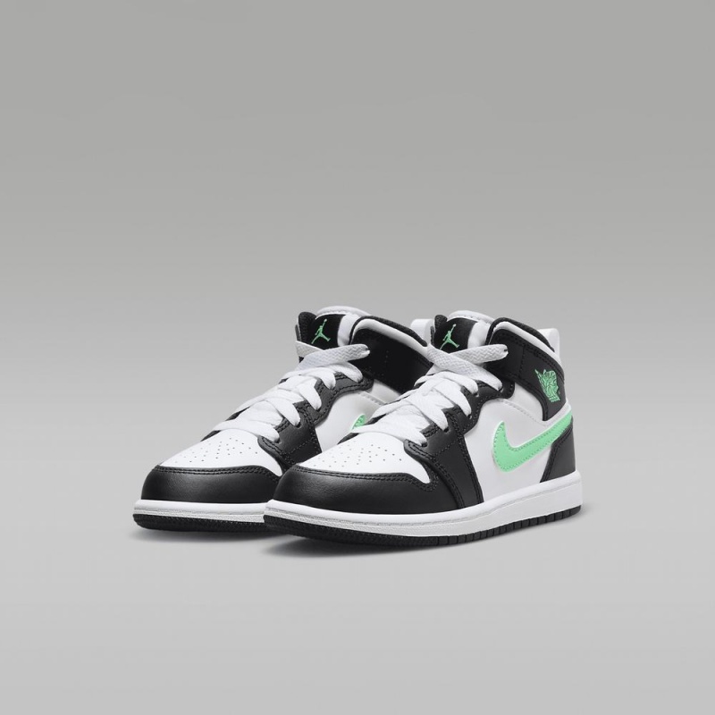 Nike Jordan 1 Mid Lasten Kengät Valkoinen Mustat Vihreä | 945RSBVPD