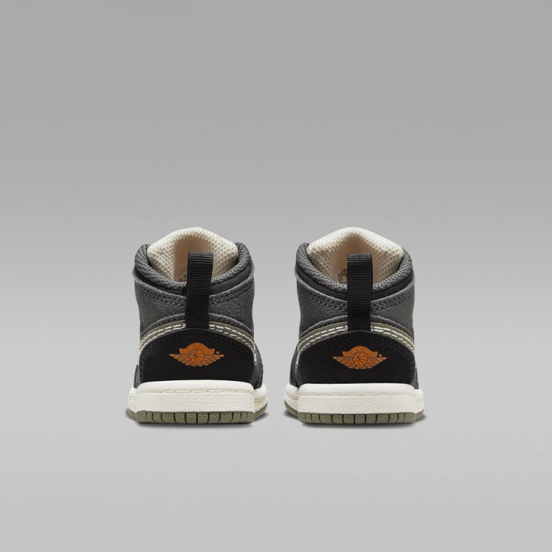 Nike Jordan 1 Mid SE Craft Lasten Kengät Tummanharmaat Mustat Sininen Vaaleanoliivinvihreä | 623PIWRDJ