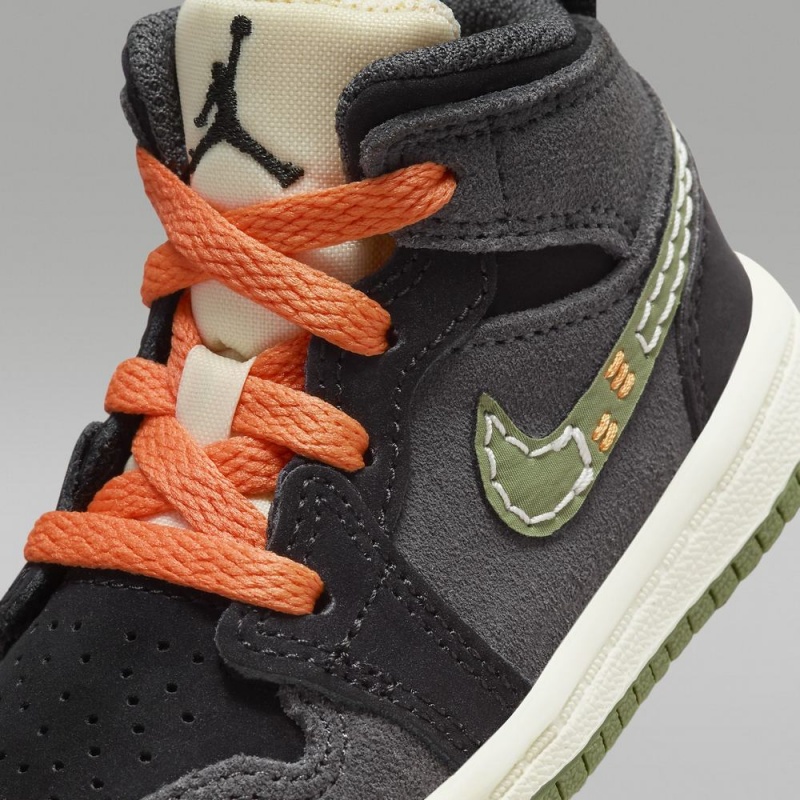Nike Jordan 1 Mid SE Craft Lasten Kengät Tummanharmaat Mustat Sininen Vaaleanoliivinvihreä | 623PIWRDJ