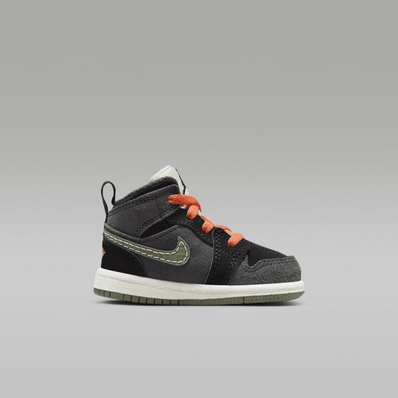 Nike Jordan 1 Mid SE Craft Lasten Kengät Tummanharmaat Mustat Sininen Vaaleanoliivinvihreä | 623PIWRDJ