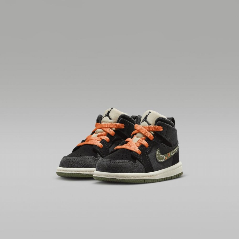 Nike Jordan 1 Mid SE Craft Lasten Kengät Tummanharmaat Mustat Sininen Vaaleanoliivinvihreä | 623PIWRDJ