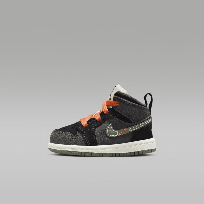 Nike Jordan 1 Mid SE Craft Lasten Kengät Tummanharmaat Mustat Sininen Vaaleanoliivinvihreä | 623PIWRDJ