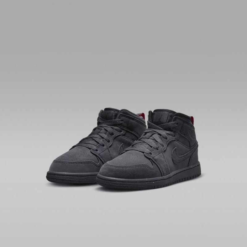 Nike Jordan 1 Mid SE Craft Lasten Kengät Tummanharmaat Punainen Mustat | 320OIBKDM