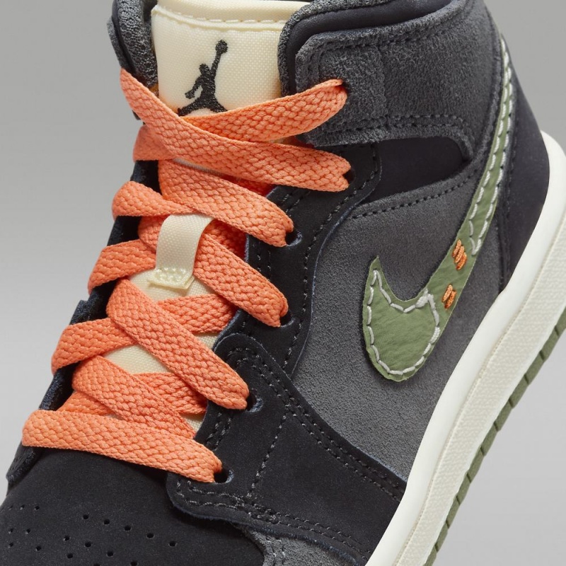 Nike Jordan 1 Mid SE Craft Lasten Kengät Tummanharmaat Oranssi | 962KUZXEW